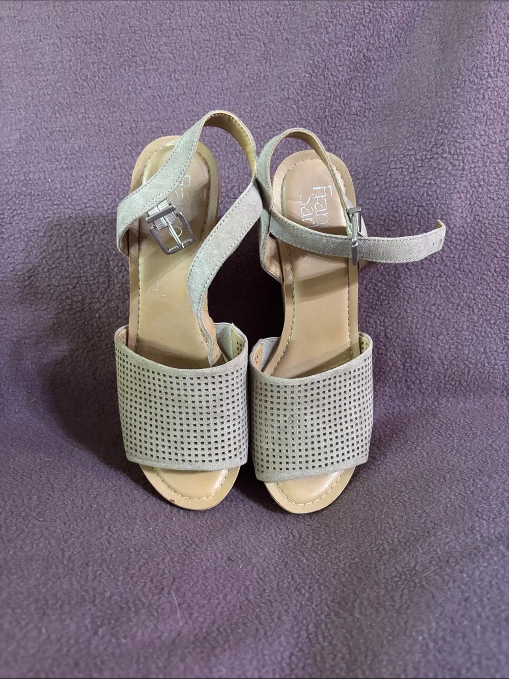 Women’s Taupe Cork Wedge Sandals with Ankle Strap